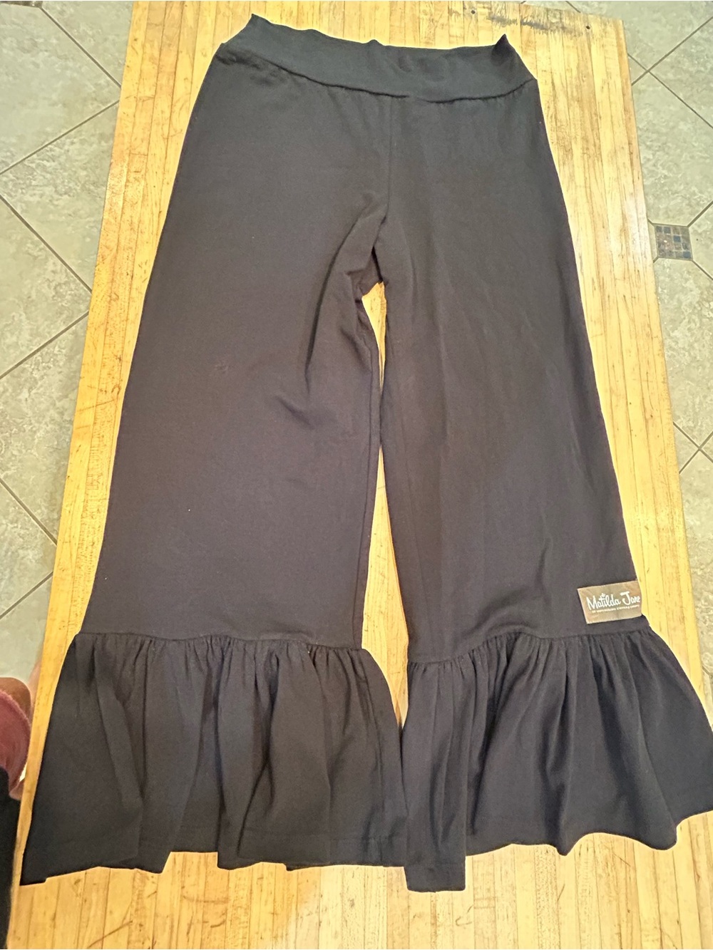 Matilda Jane Black Wide Ruffle Hem Kids Pants